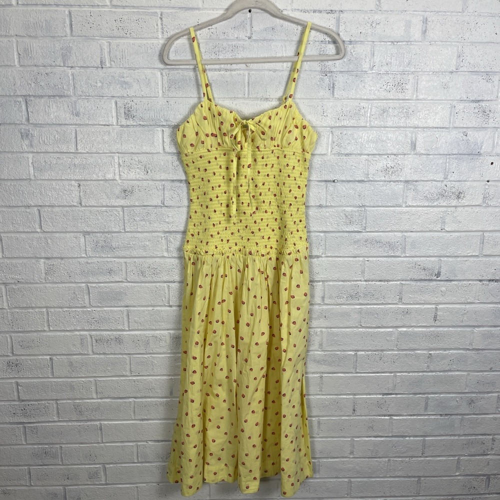 Free People Yellow Midi Dress with Strawberry Print - Picture 2 of 15